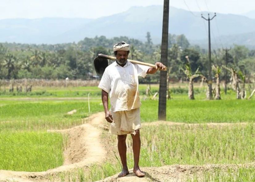 Cheruvayal Raman walking in his farm
